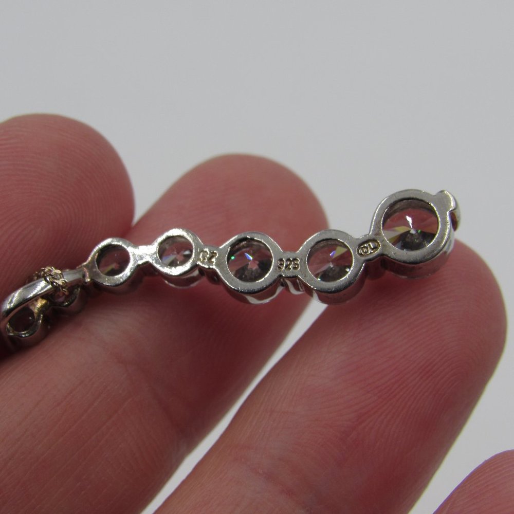 19" Sterling Tiered Style CZ Diamond Necklace - Picture 3 of 6